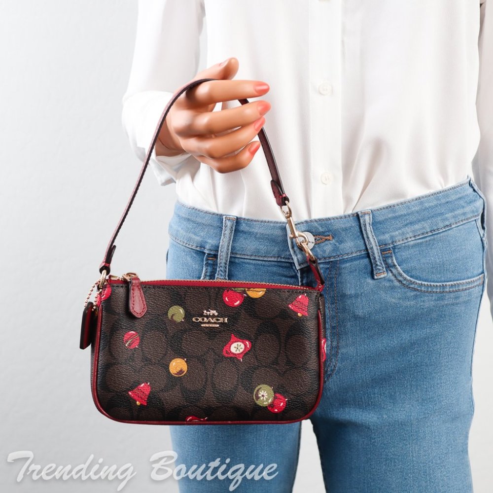 NWT Coach C7403 Nolita 19 in Signature Canvas with Ornament Print Brown Black - Picture 2 of 12